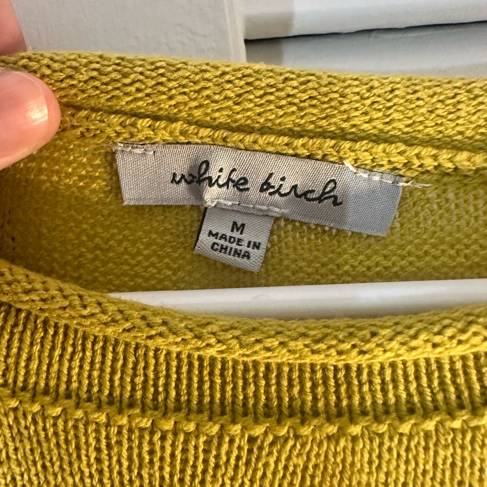 White Birch Mustard and White Striped Sweater - Picture 3 of 3